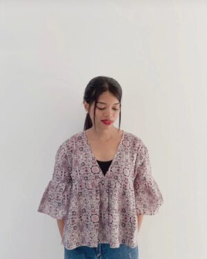 Deep V Neck Peplum Top