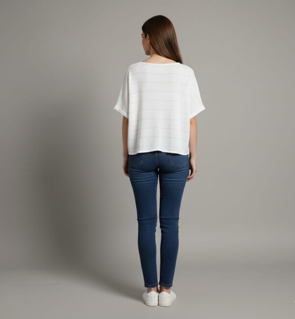 11 Striped Boxy White Top