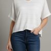15 Striped Boxy White Top