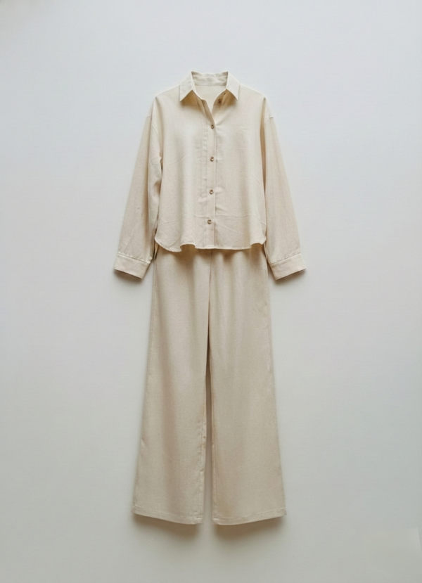 Beige Linen Oversized Coordset