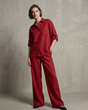 Marlot Red Linen Oversized Co-ordset