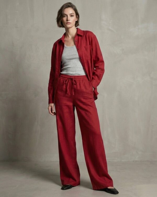Marlot Red Linen Oversized Co-ordset