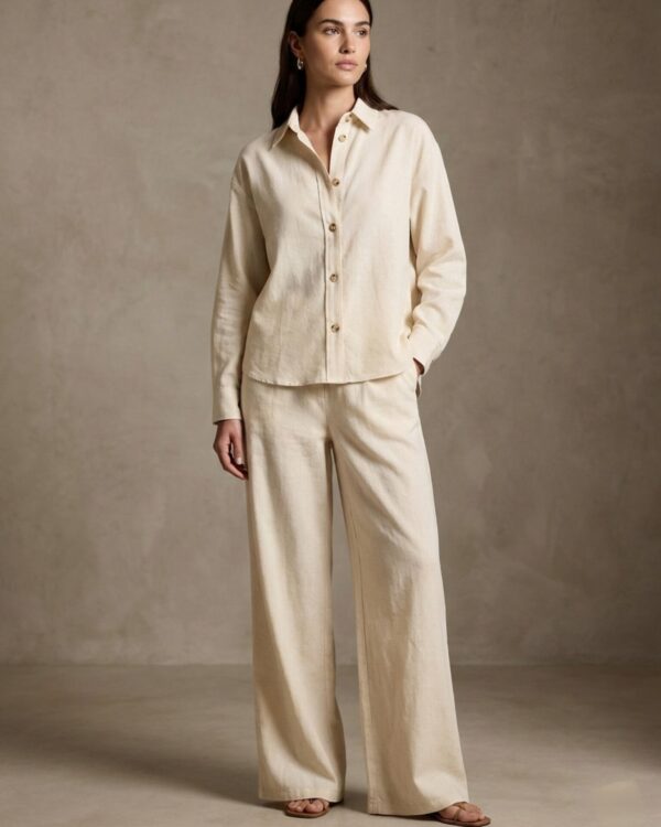 Beige Linen Co-Ord set for women- Summer wear