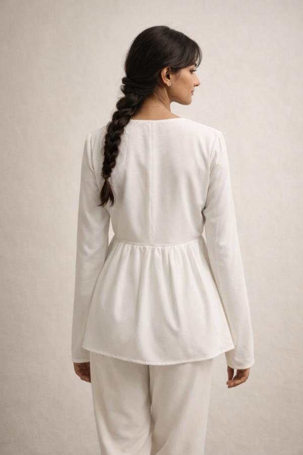 White peplum Top with jacquard