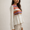 White peplum Top with jacquard