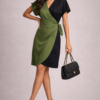 Dual-Tone Wrap Dress