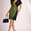Dual-Tone Wrap Dress